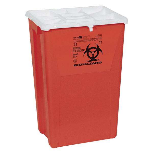 Container Sharps 18gal Large Plastic Horizontal Drop Red/Clear 7/Ca